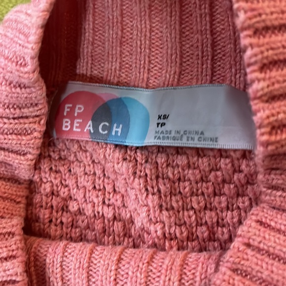 FP Beach tie waist lightweight 100% cotton pink sweater - Picture 4 of 5
